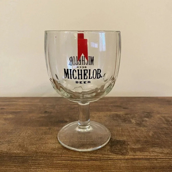 Vintage 1970’s Michelob Beer Glass Thumb Print Dimpled Goblet Stem Mug - Picture 3 of 6